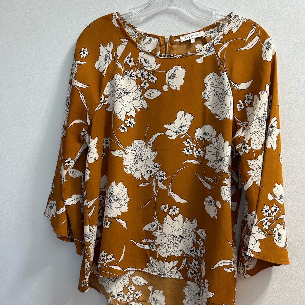 Crescent Mustard Floral Blouse
